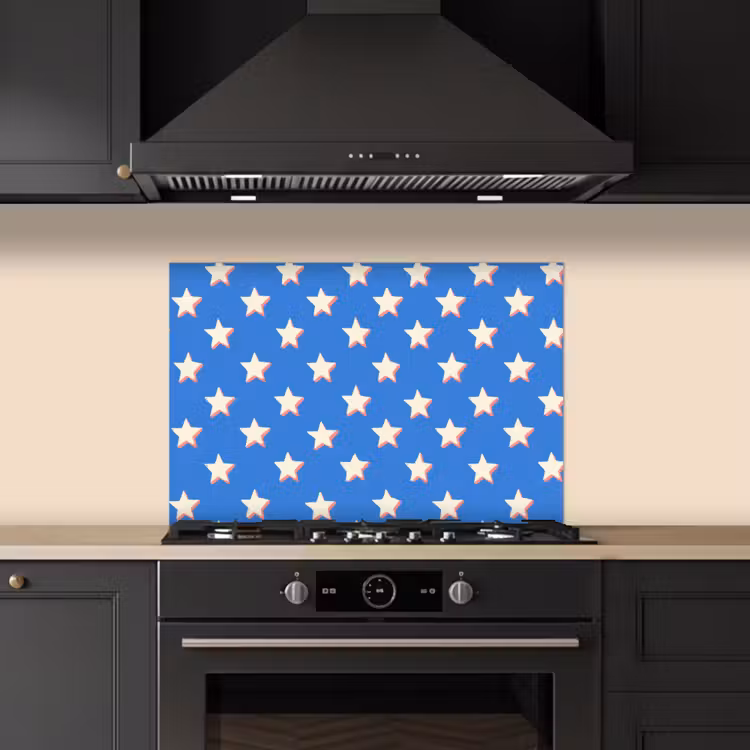 Sterren - Patroon - Blauw keuken achterwand spatscherm klein 900 -sfeer1