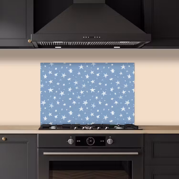 Sterretjes - Patroon - Blauw keuken achterwand spatscherm klein 900 -sfeer1