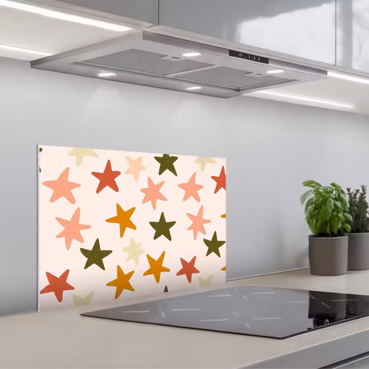 Sterren - Patroon - Kleurrijk keuken achterwand spatscherm klein 900 -3d_schuin