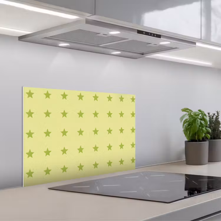 Sterren - Patroon - Groen keuken achterwand spatscherm klein 900 -3d_schuin