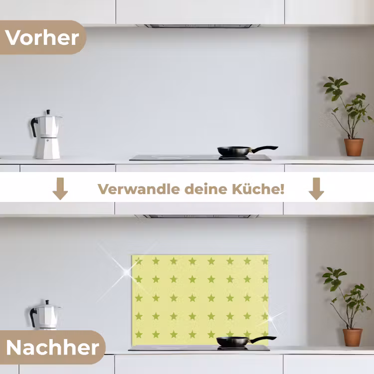 Sterren - Patroon - Groen keuken achterwand spatscherm klein 900 -voor_na_DE