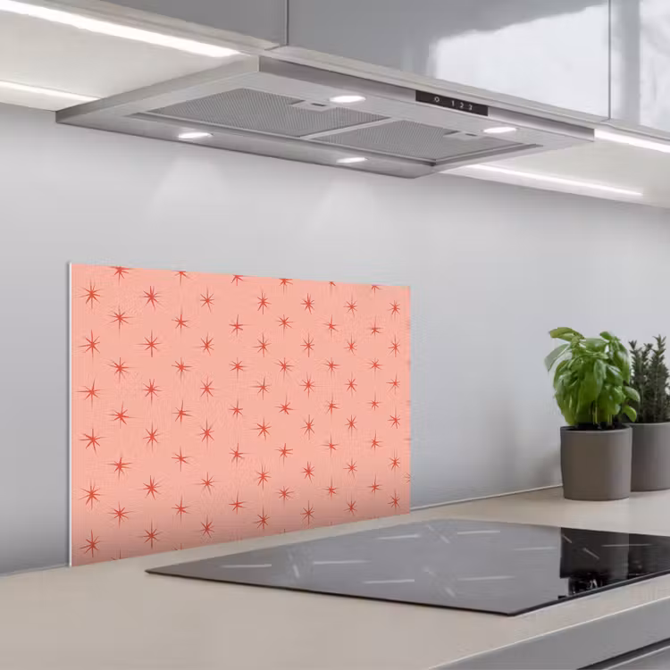 Sterretjes - Patroon - Oranje keuken achterwand spatscherm klein 900 -3d_schuin