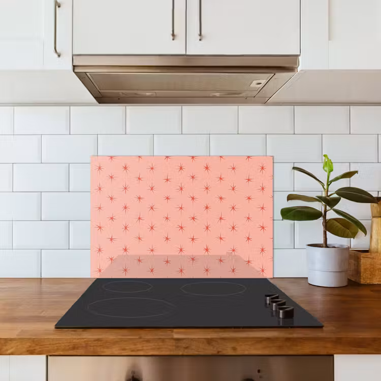 Sterretjes - Patroon - Oranje keuken achterwand spatscherm klein 900 -sfeer2