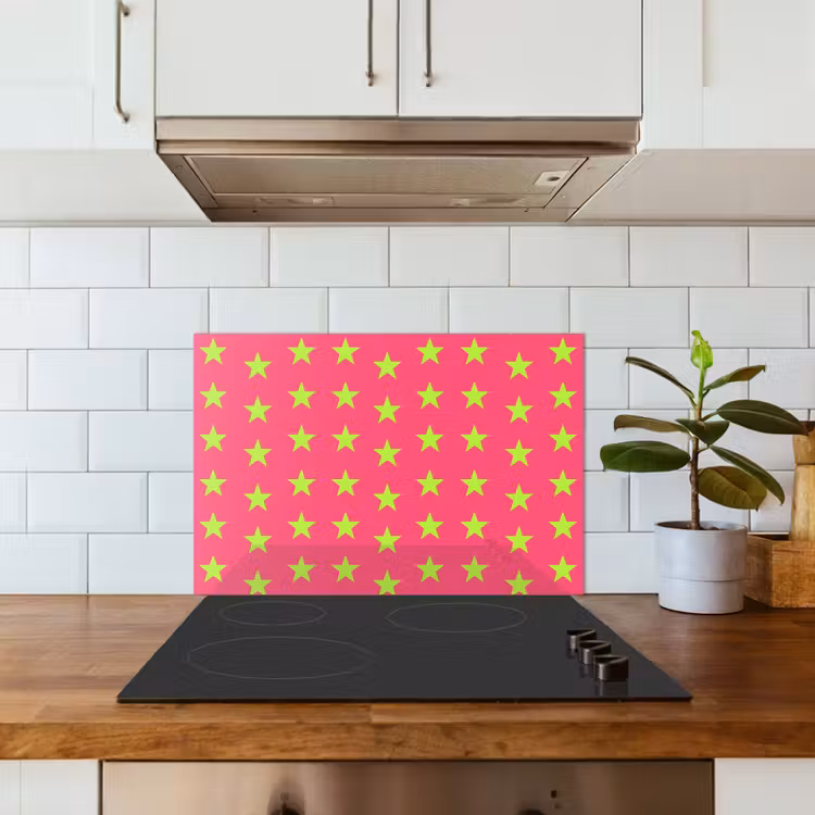 Sterren - Patroon - Roze keuken achterwand spatscherm klein 900 -sfeer2