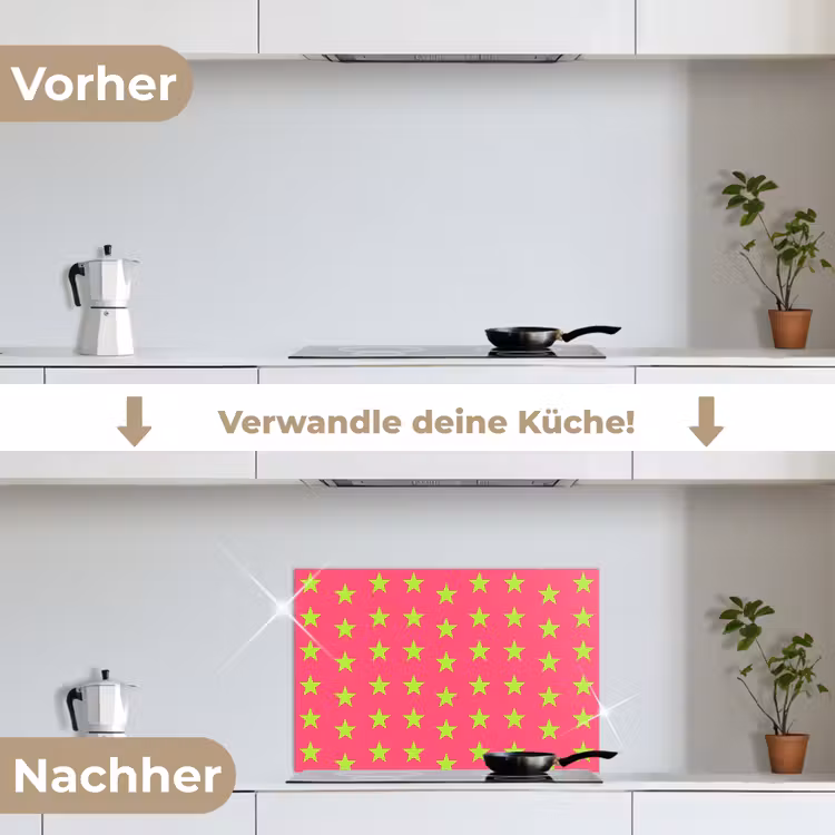 Sterren - Patroon - Roze keuken achterwand spatscherm klein 900 -voor_na_DE