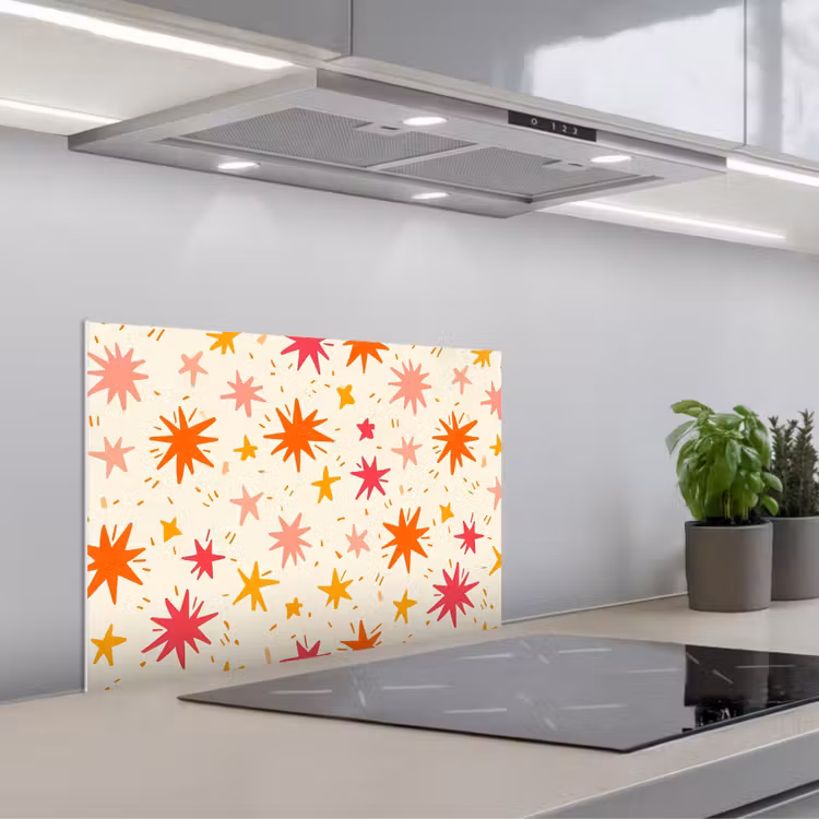 Sterren - Speels - Kleurrijk keuken achterwand spatscherm klein 900 -3d_schuin