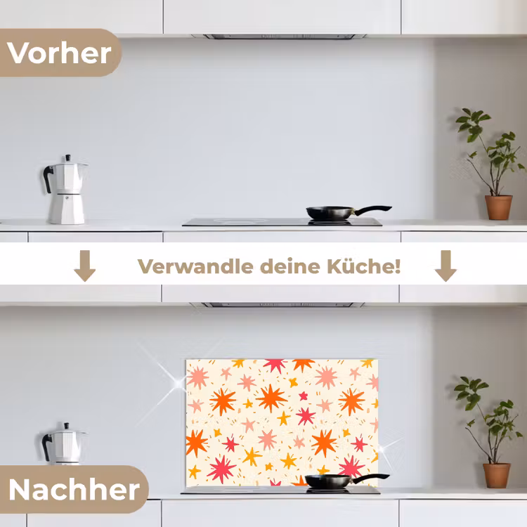 Sterren - Speels - Kleurrijk keuken achterwand spatscherm klein 900 -voor_na_DE