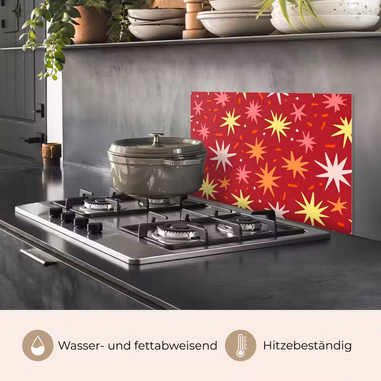 Sterren - Speels - Rood keuken achterwand spatscherm klein 900 -usp_DE