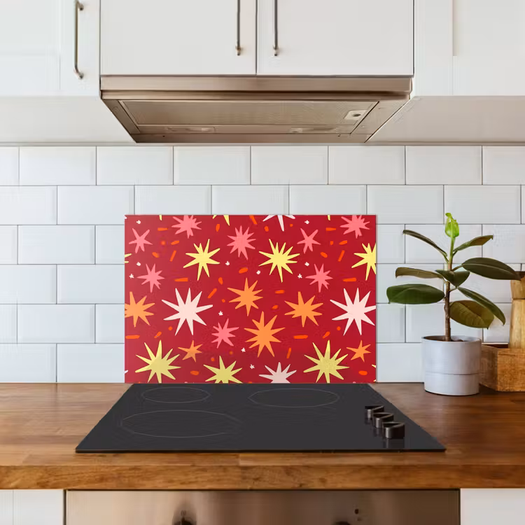 Sterren - Speels - Rood keuken achterwand spatscherm klein 900 -sfeer2