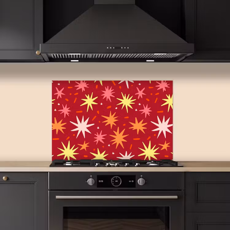 Sterren - Speels - Rood keuken achterwand spatscherm klein 900 -sfeer1