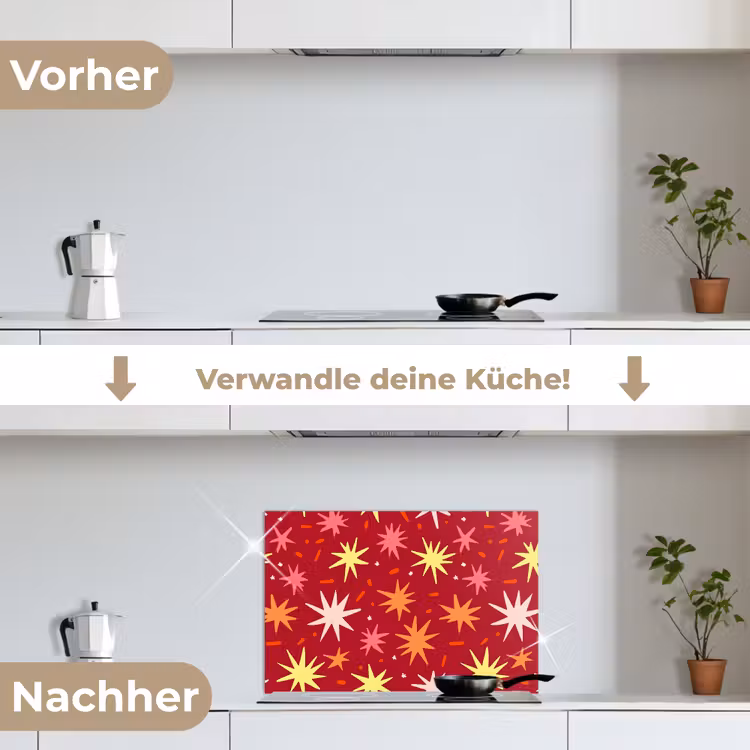 Sterren - Speels - Rood keuken achterwand spatscherm klein 900 -voor_na_DE