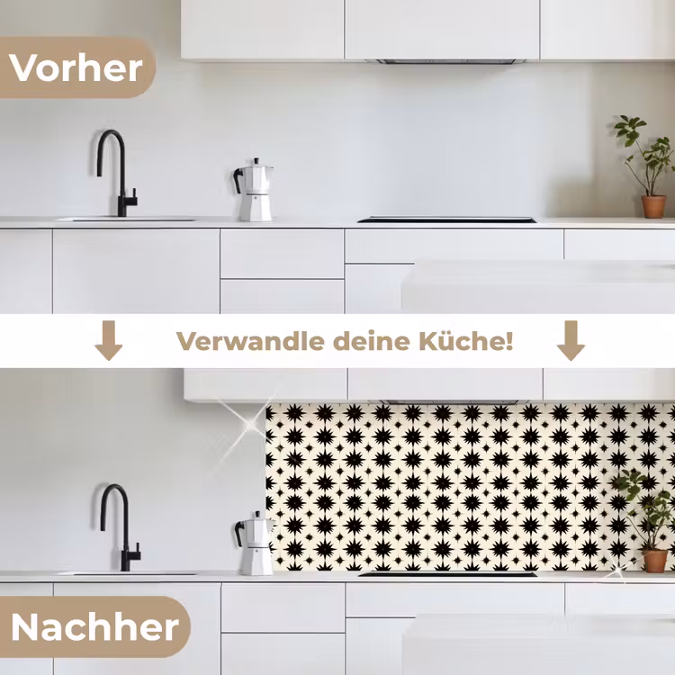 Stervormen - Geometrisch - Zwart keuken achterwand 2 middel 871 -voor-na_DE