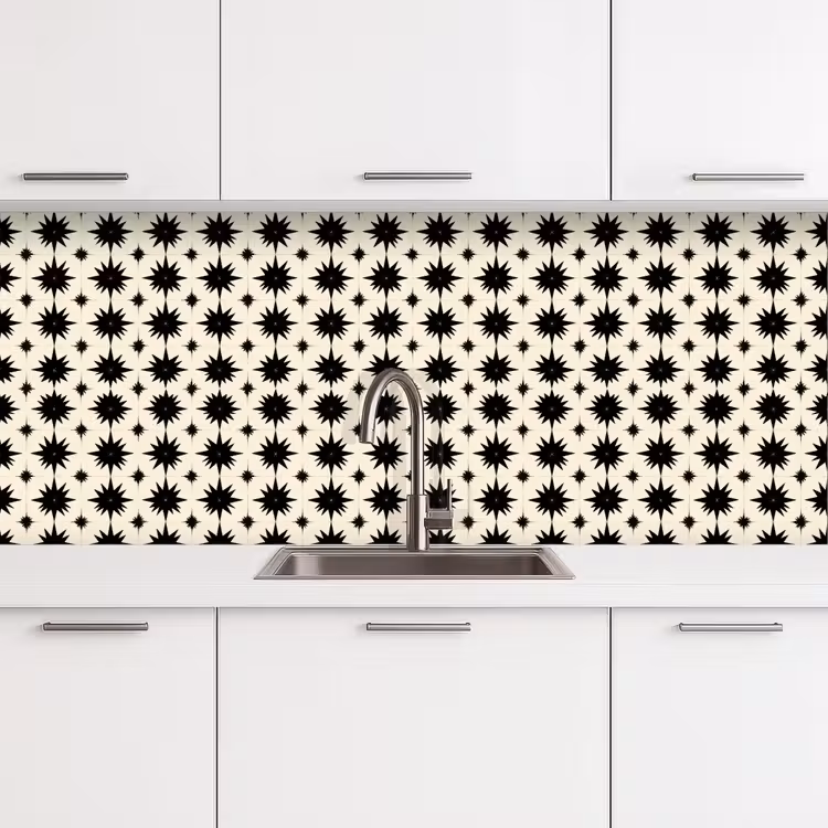 Stervormen - Geometrisch - Zwart keuken achterwand 2 middel 871 -3d