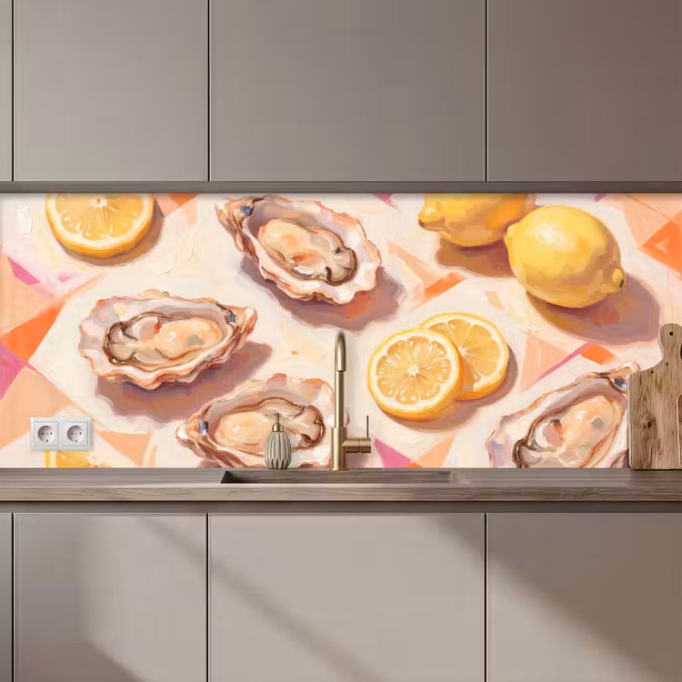 Stilleven - Citroenen - Oesters - Abstract - Oranje keuken achterwand 2 middel zz_3dshopping