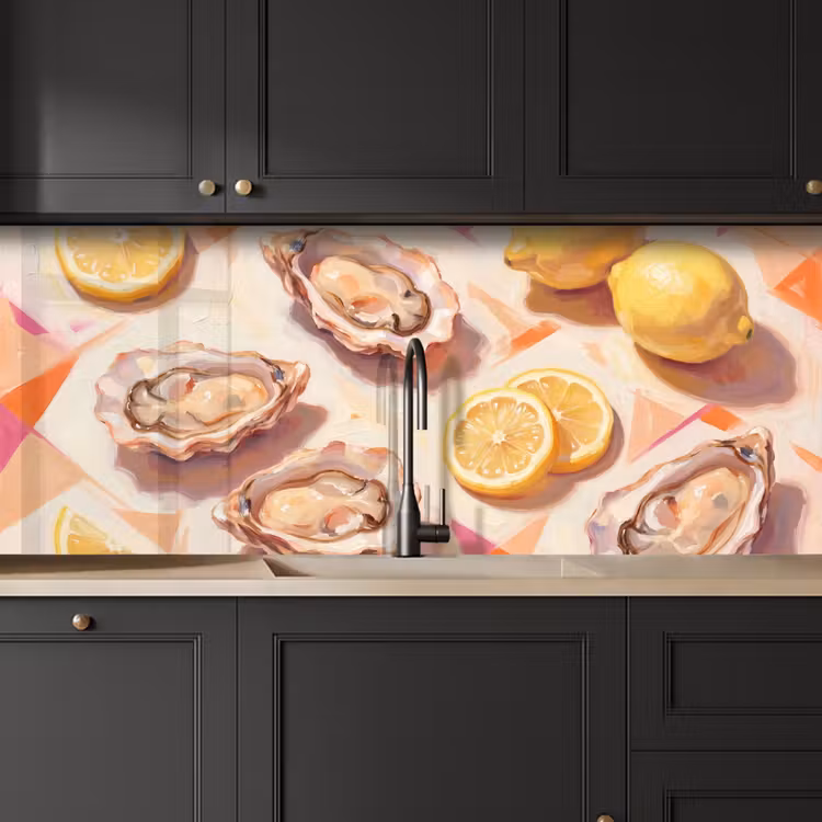 Stilleven - Citroenen - Oesters - Abstract - Oranje keuken achterwand 2 middel -sfeer1