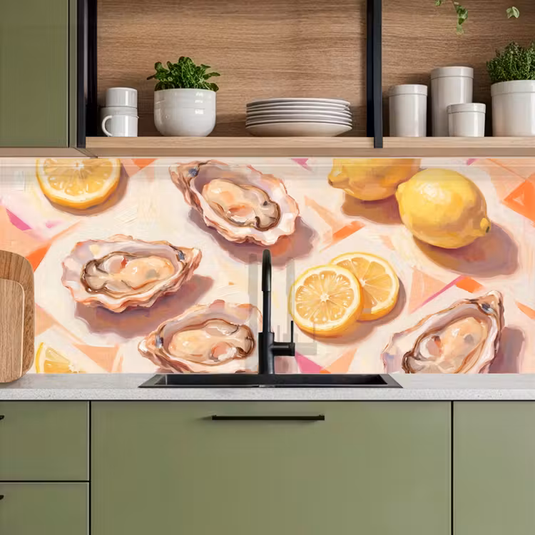 Stilleven - Citroenen - Oesters - Abstract - Oranje keuken achterwand 2 middel -sfeer3