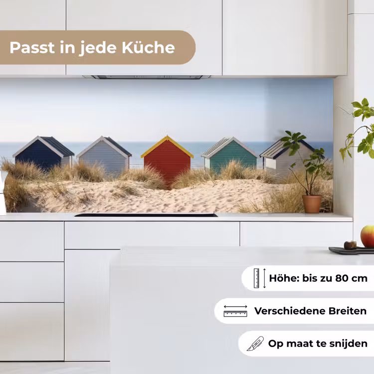 Strand - Huisjes - Kleurrijk - Duinen keuken achterwand 2 middel -sfeer4_DE