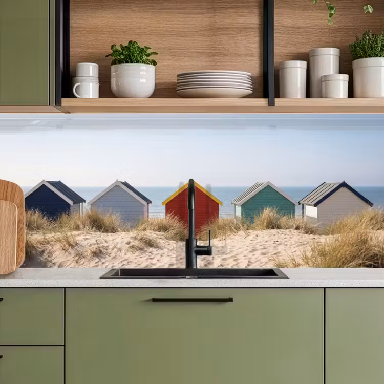 Strand - Huisjes - Kleurrijk - Duinen keuken achterwand 2 middel -sfeer3