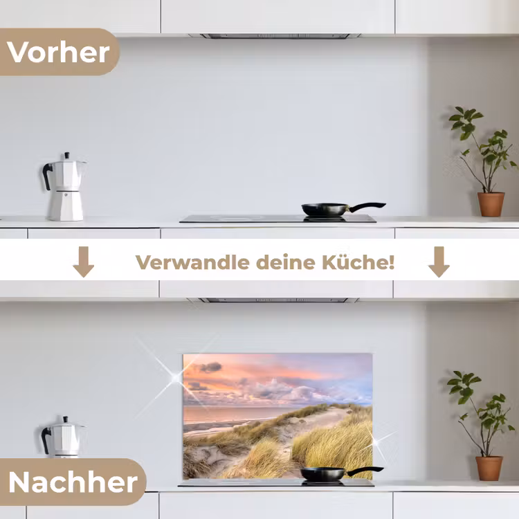 Strand - Zee - Duin - Zonsondergang keuken achterwand spatscherm klein -voor_na_DE