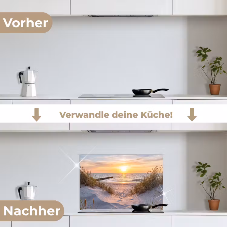 Strand - Zonsondergang - Natuur - Landschap keuken achterwand spatscherm klein -voor_na_DE