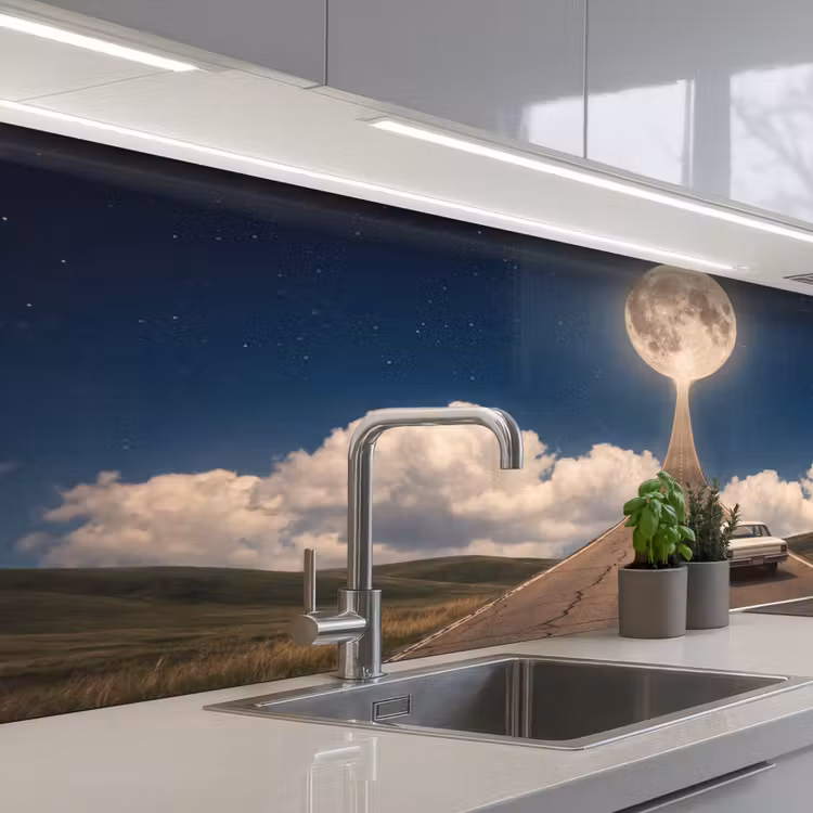 Küchenrückwand - Straße – Mond – Nacht - Weg - Maan - Nacht keuken achterwand 2 middel