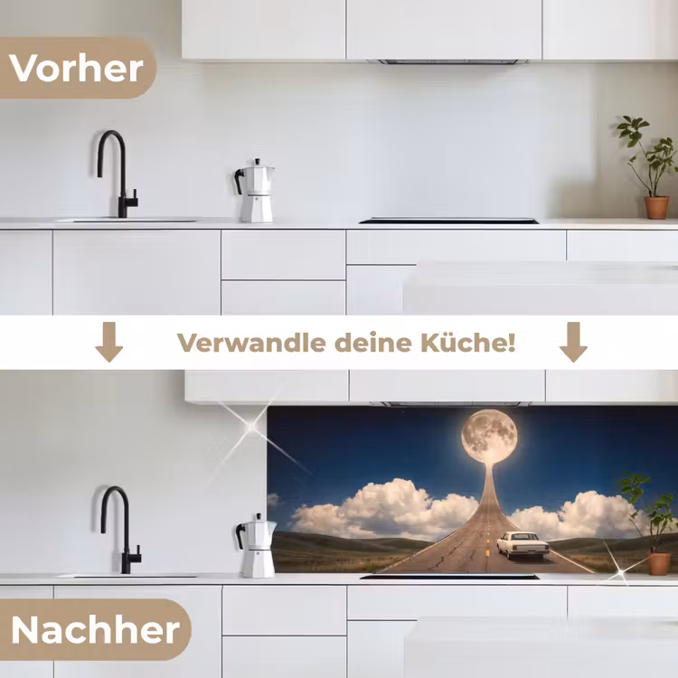 Küchenrückwand - Straße – Mond – Nacht - Weg - Maan - Nacht keuken achterwand 2 middel