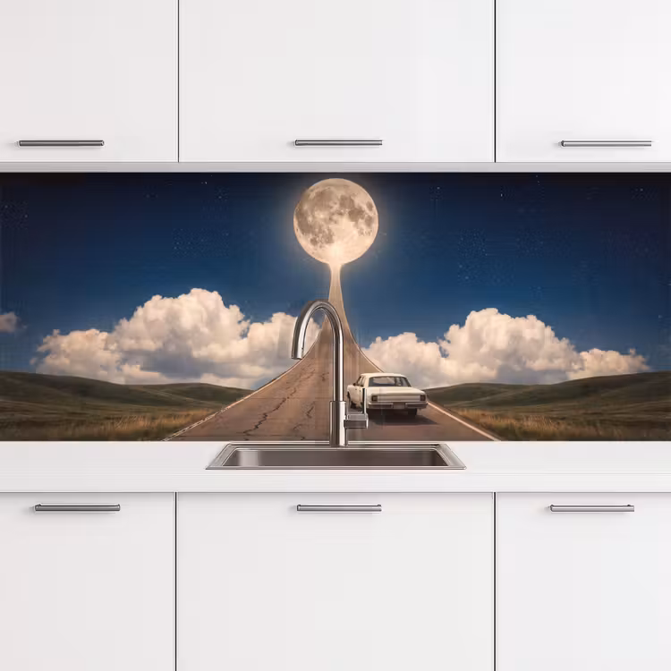 Küchenrückwand - Straße – Mond – Nacht - Weg - Maan - Nacht keuken achterwand 2 middel