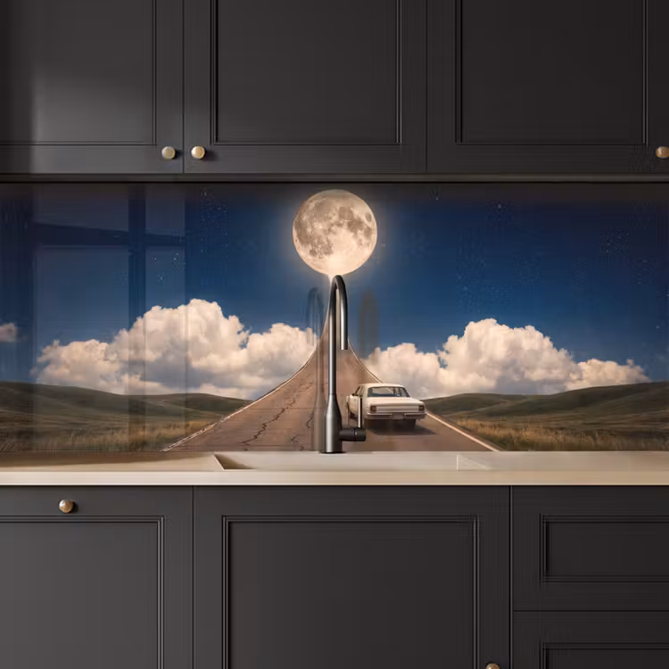 Küchenrückwand - Straße – Mond – Nacht - Weg - Maan - Nacht keuken achterwand 2 middel