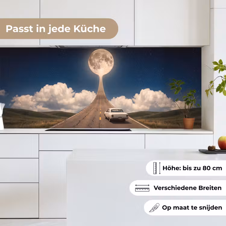 Küchenrückwand - Straße – Mond – Nacht - Weg - Maan - Nacht keuken achterwand 2 middel