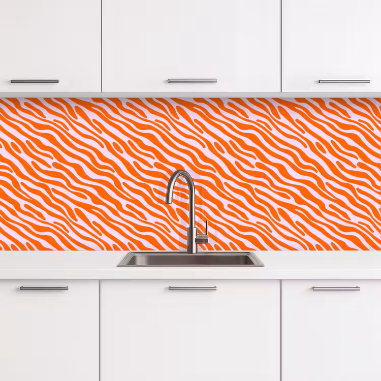 Strepen - Dynamisch - Oranje keuken achterwand 2 middel 871 -3d