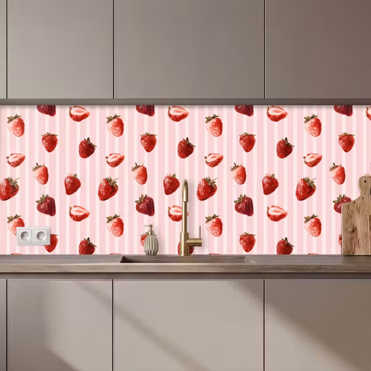 Strepen - Aardbei - Roze keuken achterwand 2 middel 871 zz_3dshopping
