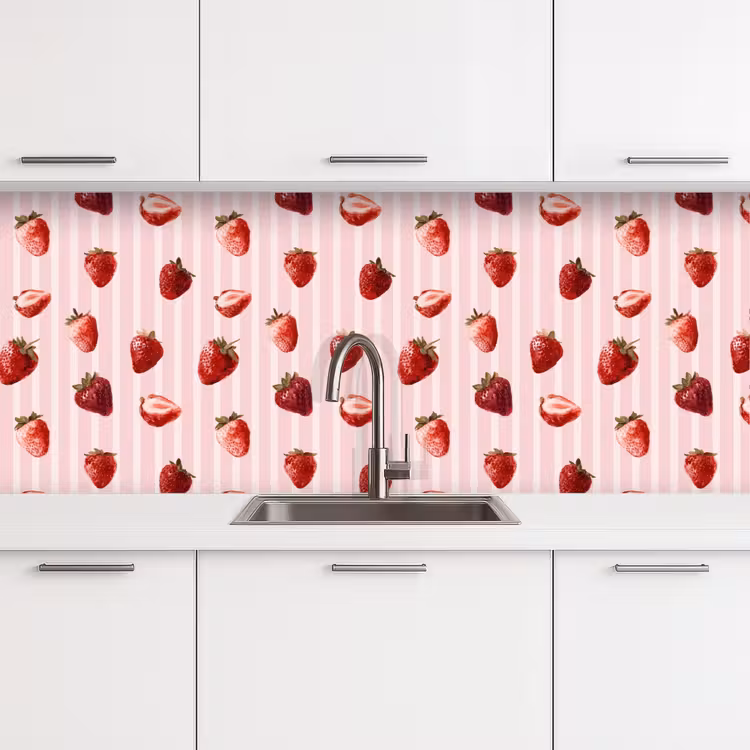 Strepen - Aardbei - Roze keuken achterwand 2 middel 871 -3d