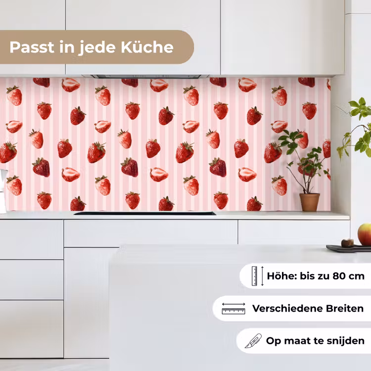 Strepen - Aardbei - Roze keuken achterwand 2 middel 871 -sfeer4_DE