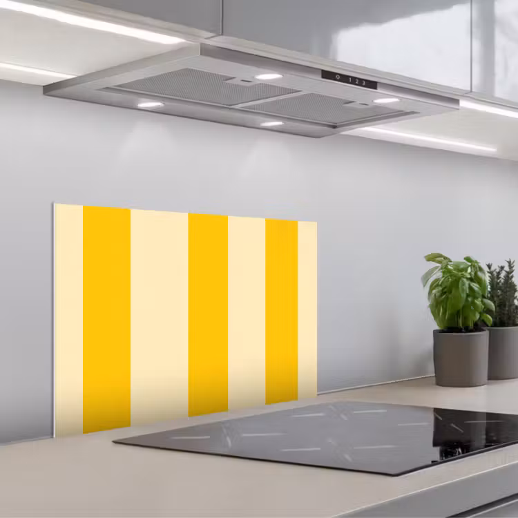 Strepen - Klassiek - Geel keuken achterwand spatscherm klein 900 -3d_schuin