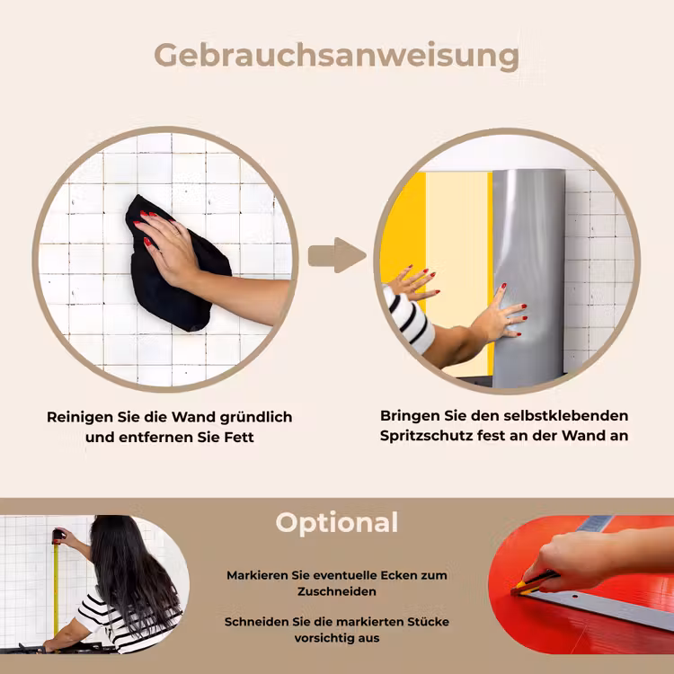 Strepen - Klassiek - Geel keuken achterwand spatscherm klein 900 -gebruiksaanwijzing_DE