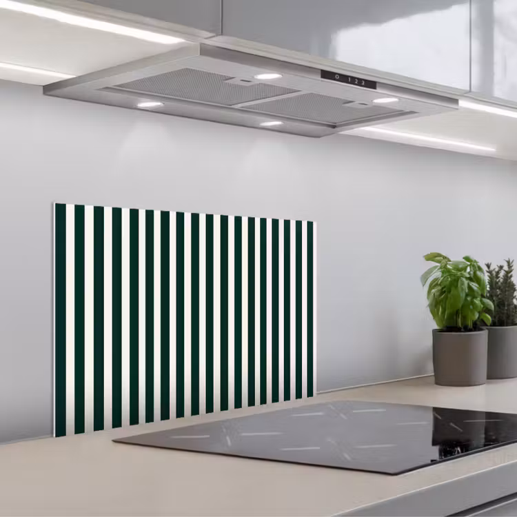 Strepen - Klassiek - Groen keuken achterwand spatscherm klein 900 -3d_schuin