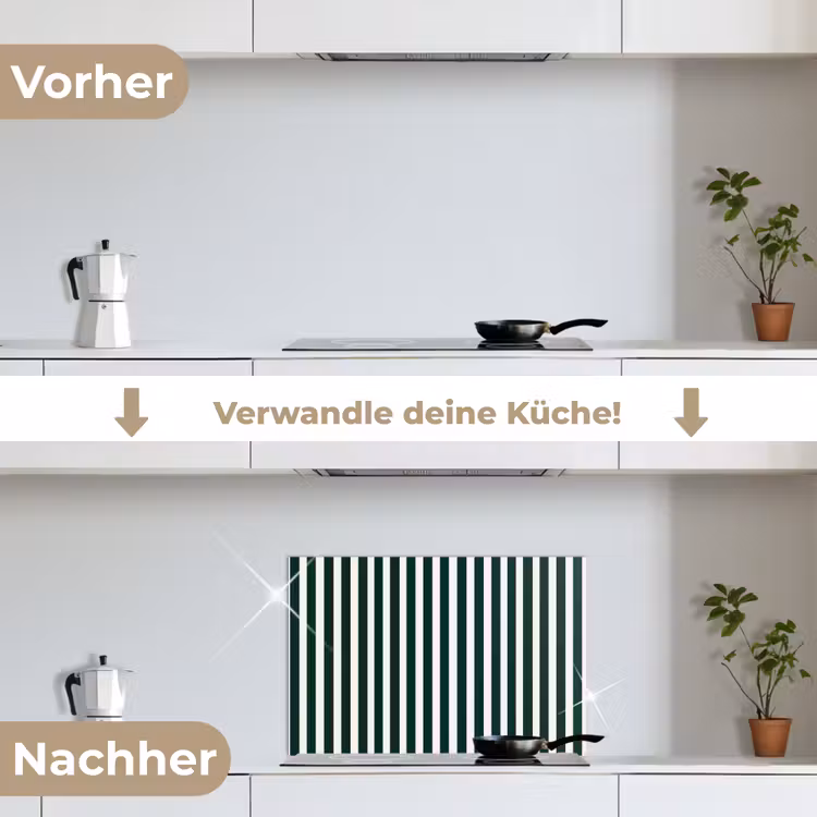Strepen - Klassiek - Groen keuken achterwand spatscherm klein 900 -voor_na_DE