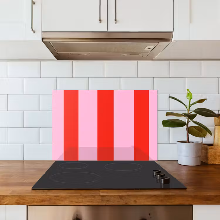 Strepen - Klassiek - Roze keuken achterwand spatscherm klein 900 -sfeer2