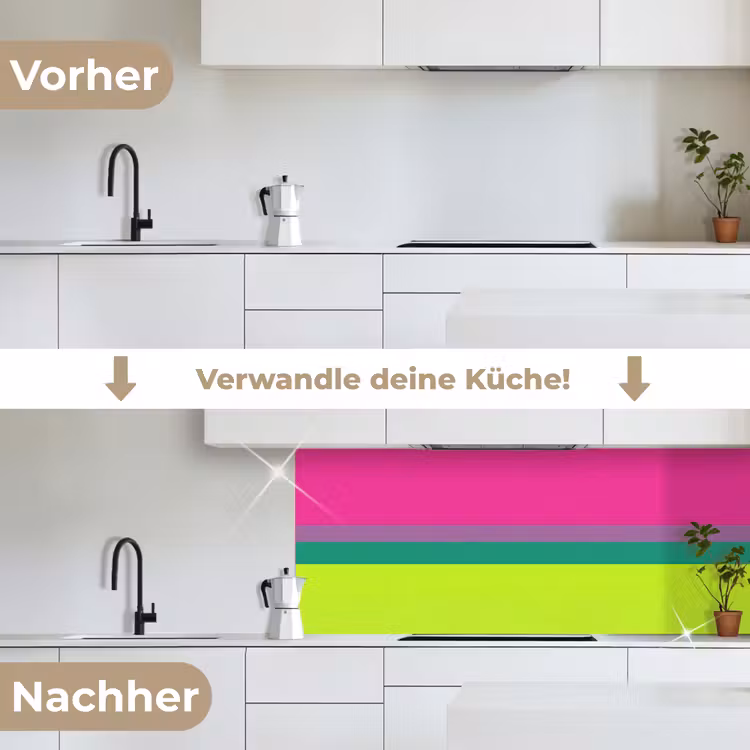 Strepen - Modern - Kleurrijk keuken achterwand 2 middel -voor-na_DE