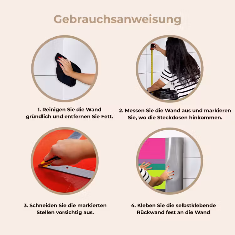 Strepen - Modern - Kleurrijk keuken achterwand 2 middel -gebruiksaanwijzing_DE