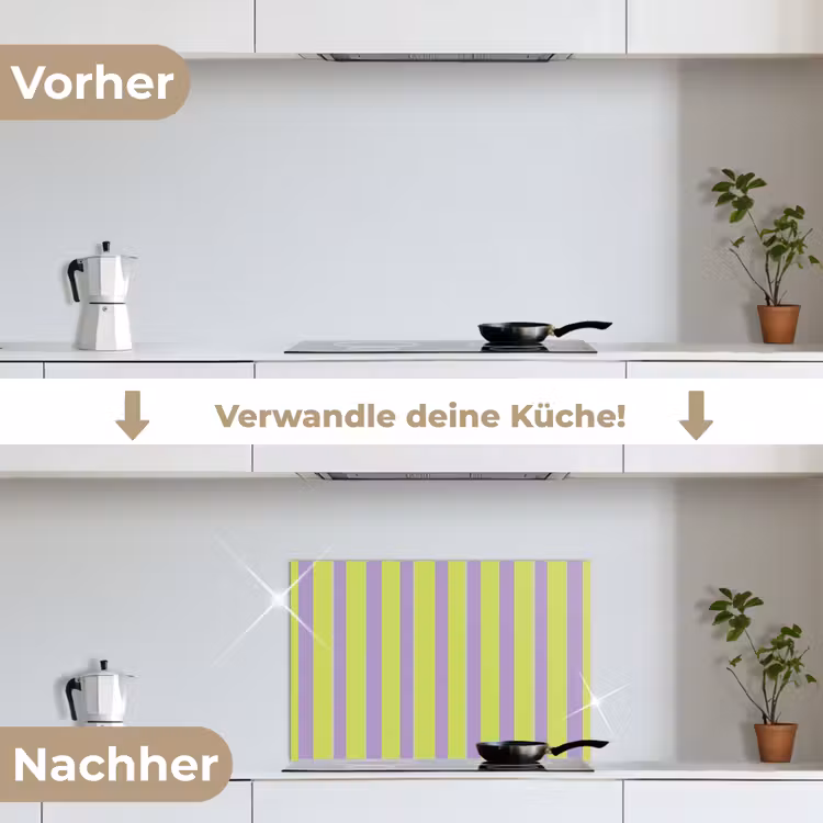 Strepen - Patroon - Groen keuken achterwand spatscherm klein 900 -voor_na_DE