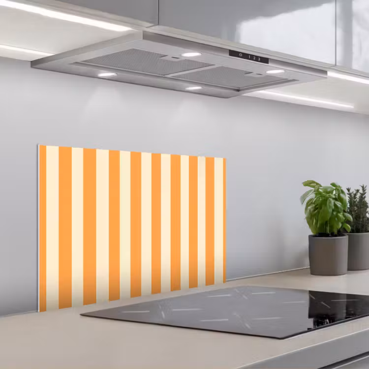 Strepen - Patroon - Oranje keuken achterwand spatscherm klein 900 -3d_schuin