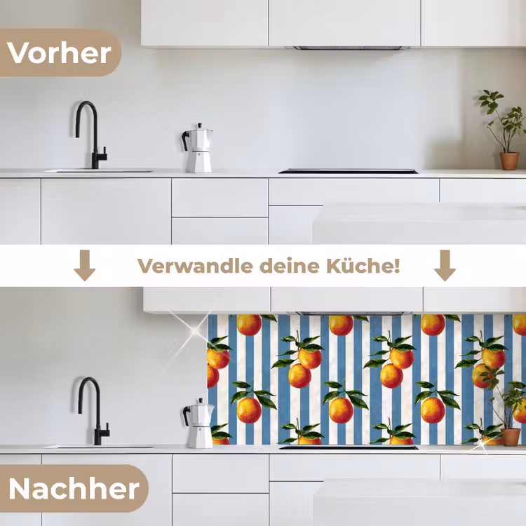 Strepen - Citroen - Blauw keuken achterwand 2 middel 871 -voor-na_DE