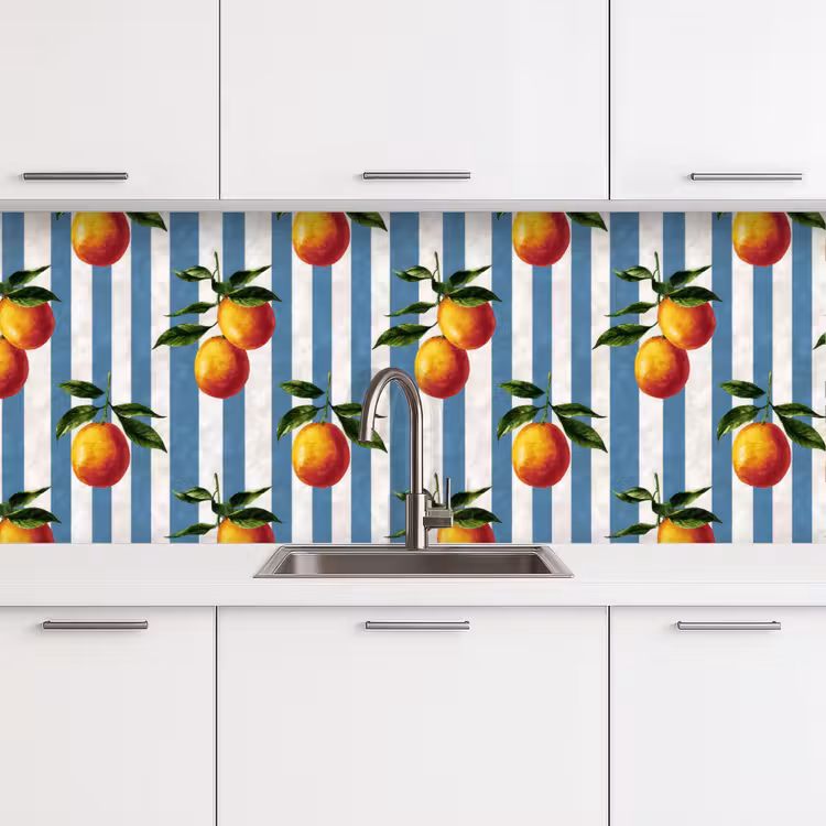 Strepen - Citroen - Blauw keuken achterwand 2 middel 871 -3d