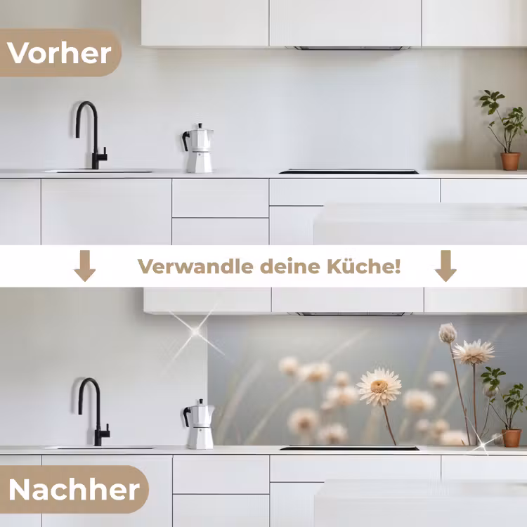 Strobloemen - Wit - Daglicht keuken achterwand 2 middel -voor-na_DE
