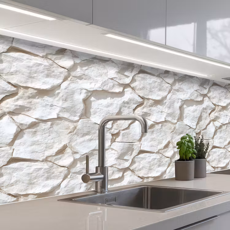 Structuur - Rots - Wit keuken achterwand 2 middel 871 -3d_schuin
