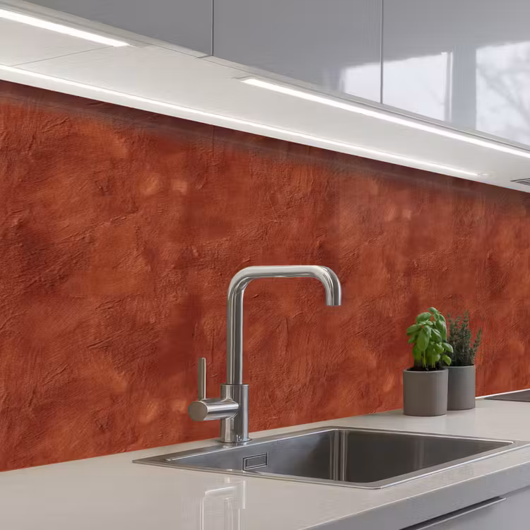 Stucwerk - Textuur - Terracotta keuken achterwand 2 middel 871 -3d_schuin