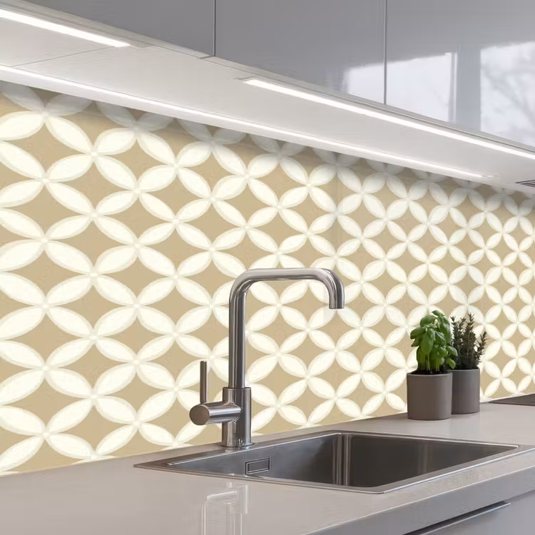 Symmetrisch - Motief - Beige keuken achterwand 2 middel 871 -3d_schuin