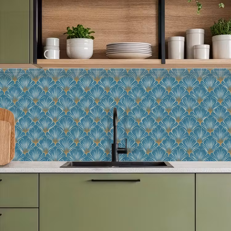 Symmetrisch - Patroon - Blauw keuken achterwand 2 middel 871 -sfeer3