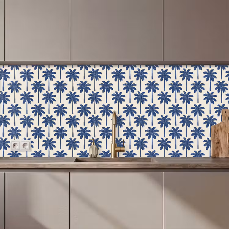 Symmetrisch - Palm - Blauw keuken achterwand 2 middel 871 zz_3dshopping